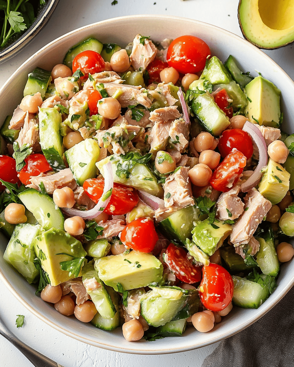 Protein-Packed Avocado Chickpea Tuna Salad: A Mayo-Free Delight